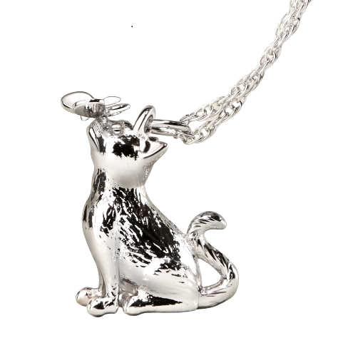 CAT AND BUTTERFLY PREMIUM PENDANT AND CHAIN
